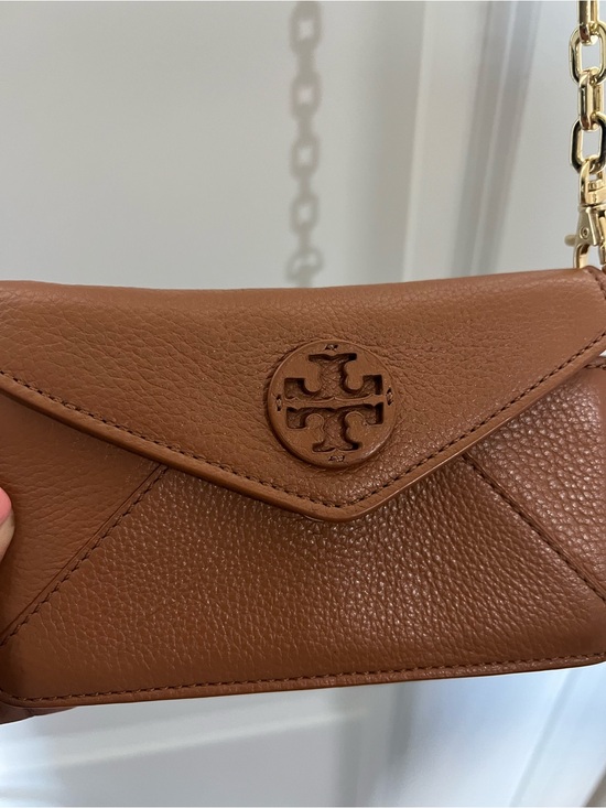 Tory Burch Handbags - Tory Burch Brown Pebbled Leather Chain Crossbody